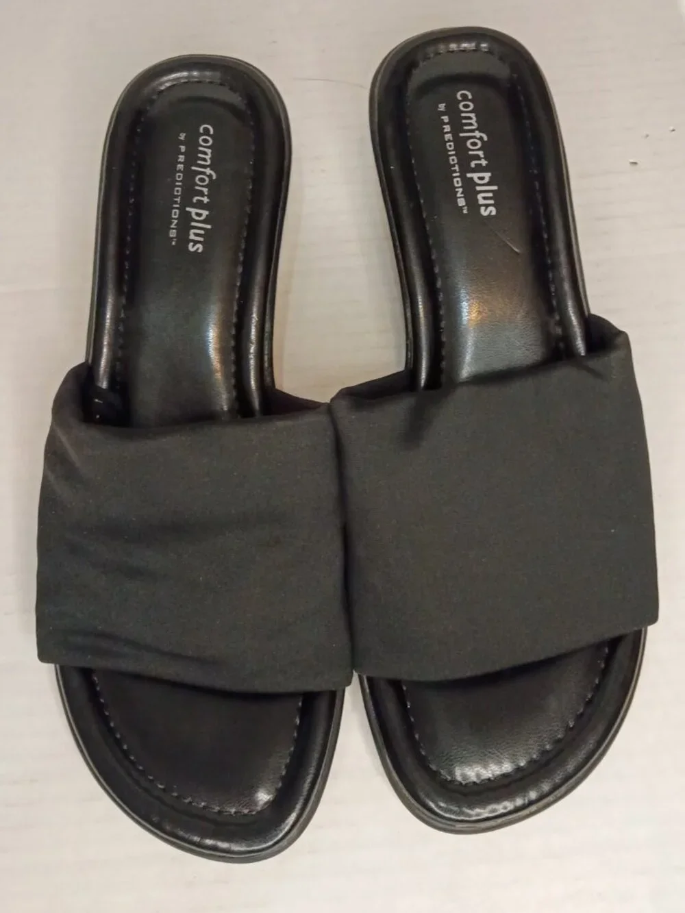 Comfort Plus Predictions Black Wide Slide Wedge Sandals Women’s 8.5W